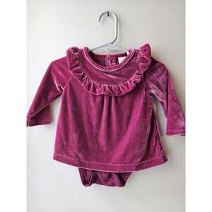 Infant Baby Girls 6 Months Just‎ One You Burgundy Velour Shirt